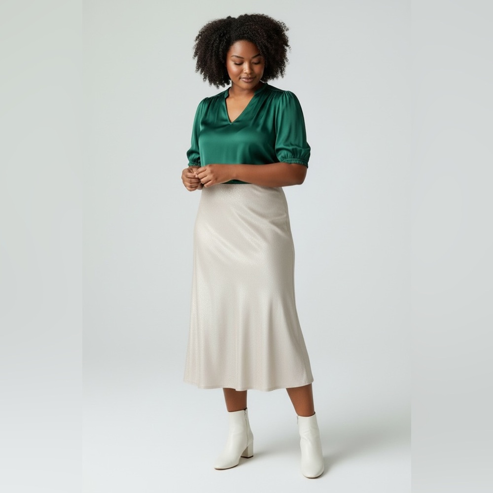 NWT Vince Camuto Women’s Elegant Cream Midi Skirt, Size XL